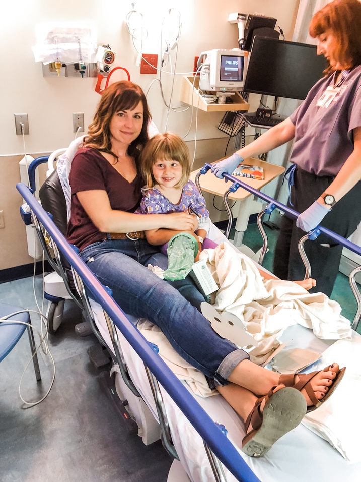 mother and child in hospital bed at diagnosis 